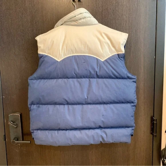 JC Penny Ski Apparel Size Large Unisex Navy Cream Snap Button Puffer Ski Vest - Picture 5 of 9